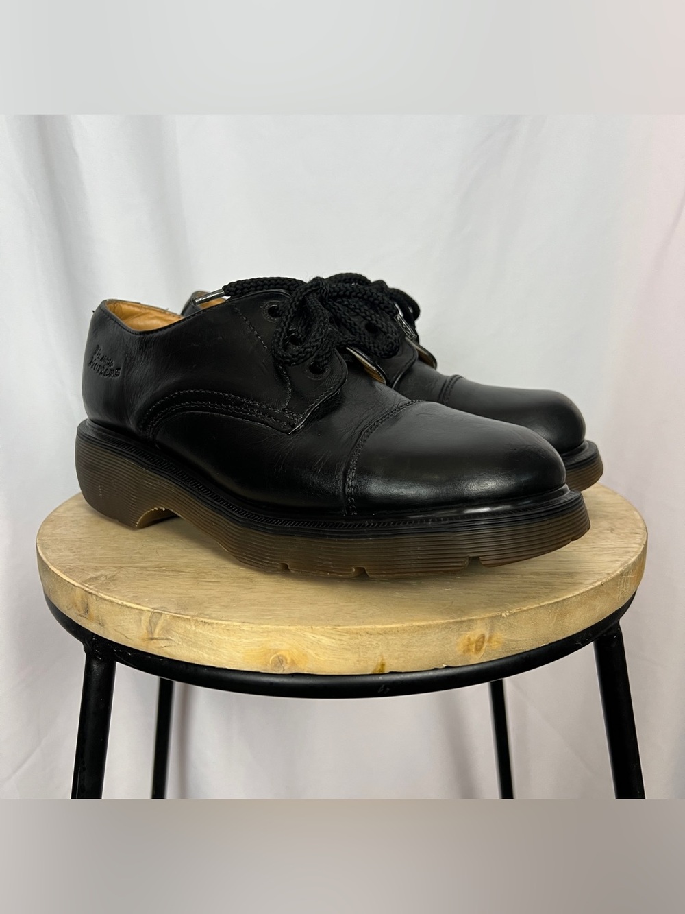 Vintage 90s Black Dr. Martens Leather Lace Up Oxford Platforms